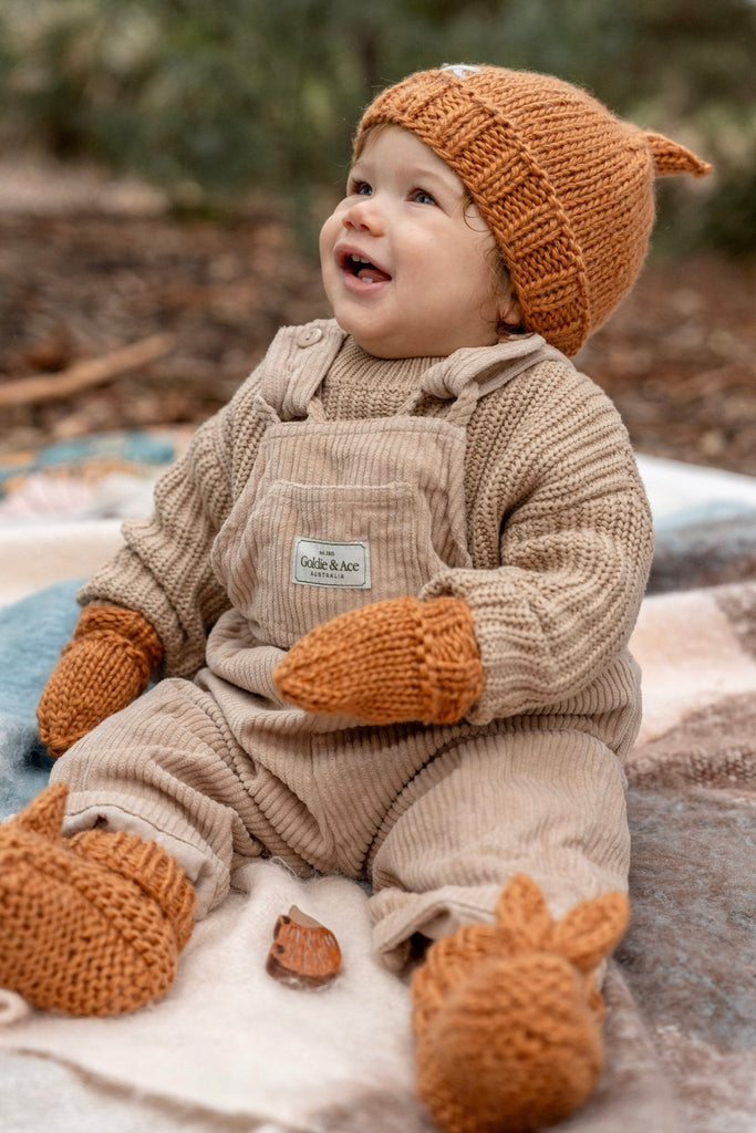 Cottontail Beanie and Booties Bundle Caramel - Acorn Kids Accessories