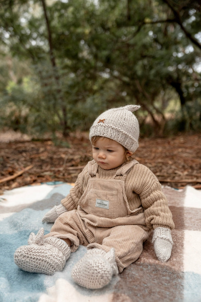 Cottontail Beanie and Booties Bundle Oatmeal - Acorn Kids Accessories