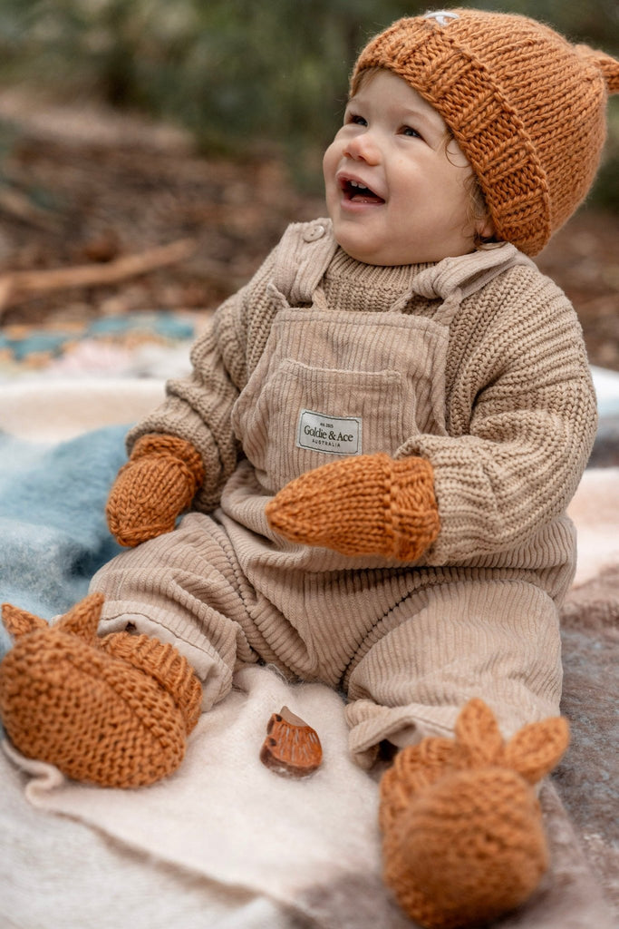 Cottontail Beanie, Booties and Mittens Caramel - Acorn Kids Accessories