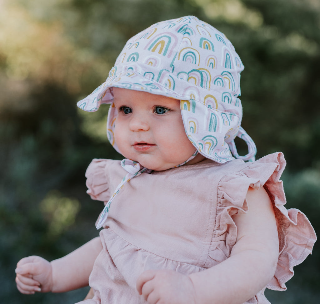 Falling Rainbow Infant Hat & Flap Cap Bundle - Acorn Kids Accessories