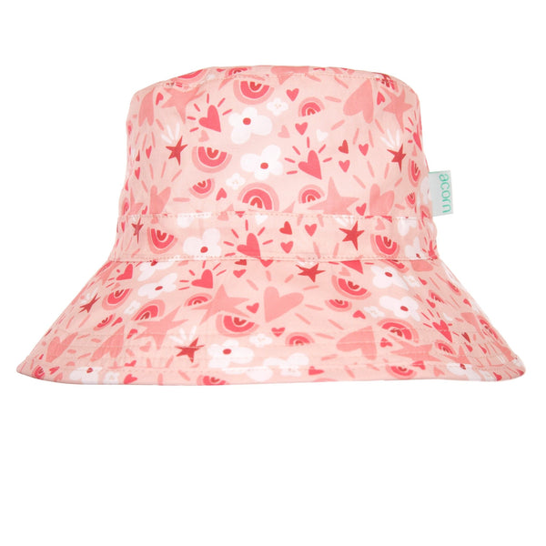 Love Heart Broad Brim Bucket Hat - Acorn Kids Accessories