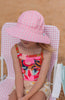 Pink Gingham Wide Brim Swim Hat - Acorn Kids Accessories