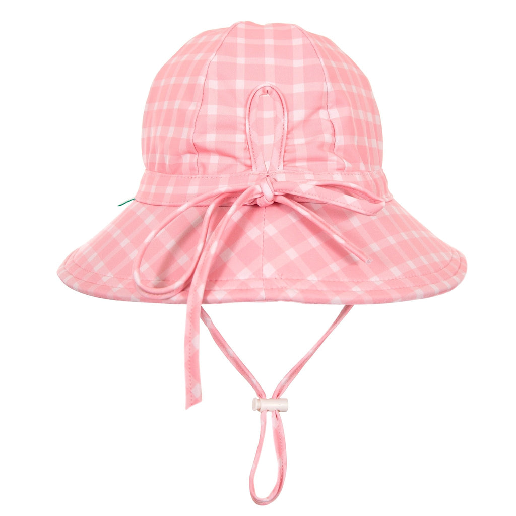 Pink Gingham Wide Brim Swim Hat - Acorn Kids Accessories