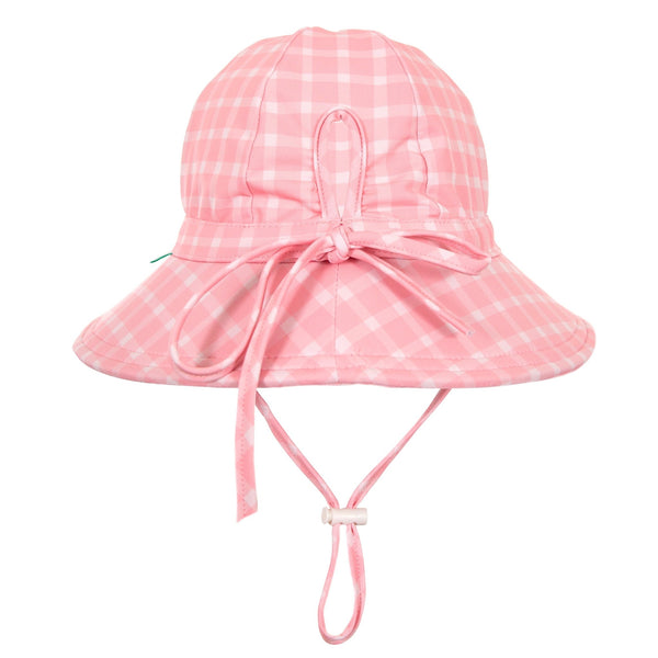 Pink Gingham Wide Brim Swim Hat - Acorn Kids Accessories