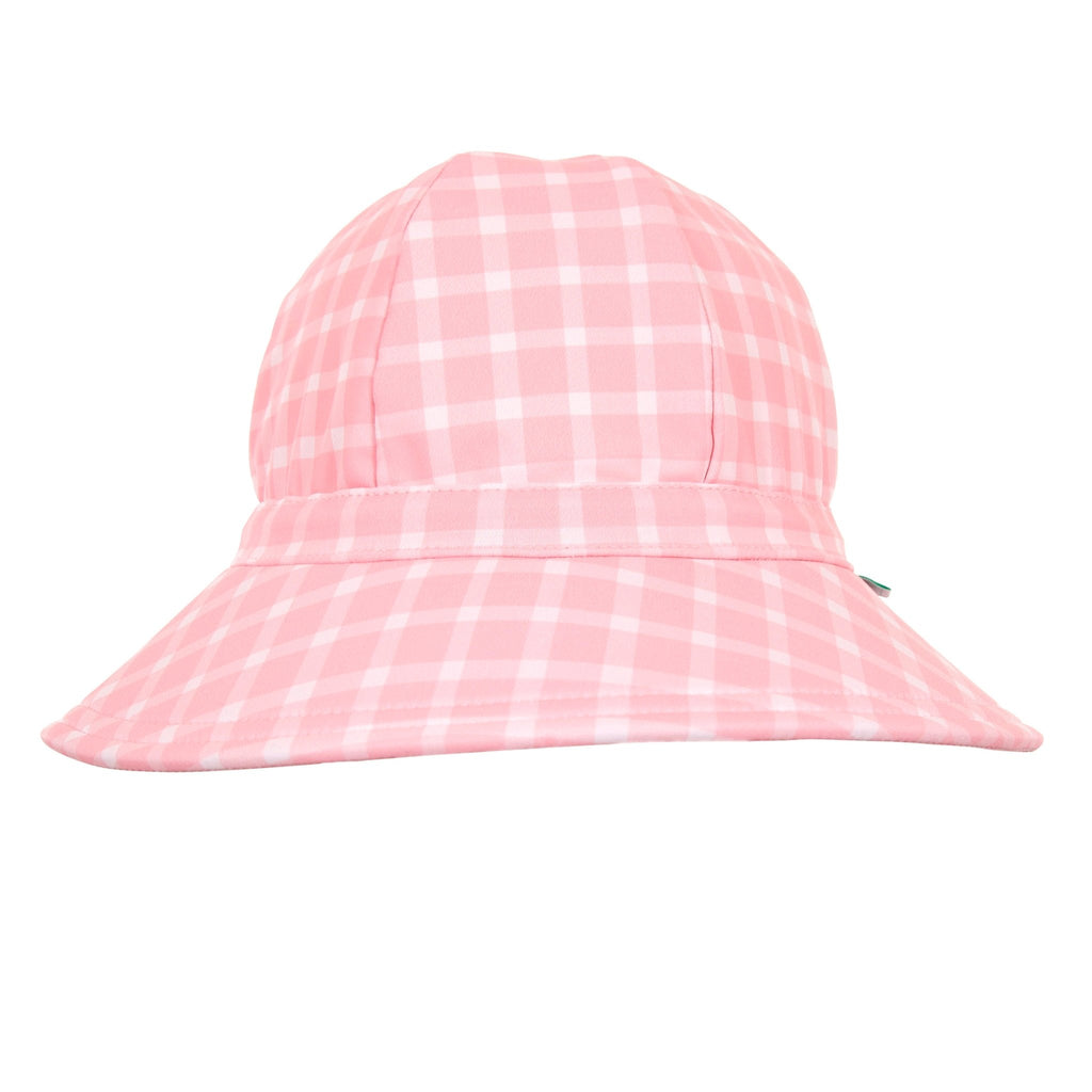 Pink Gingham Wide Brim Swim Hat - Acorn Kids Accessories