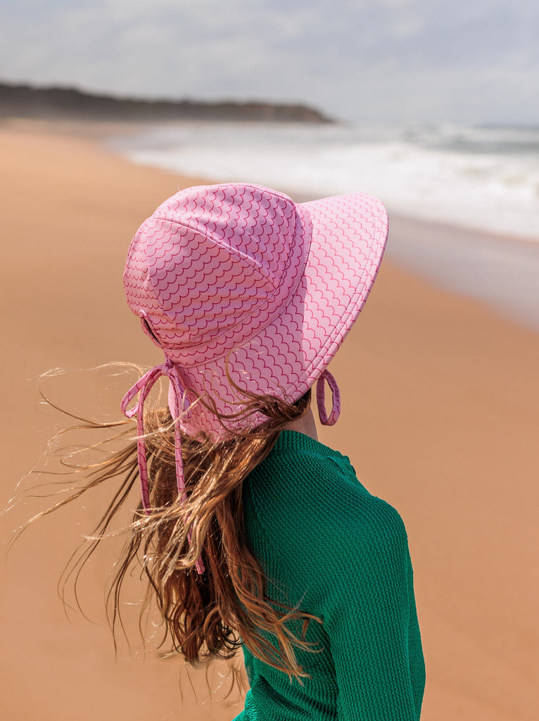 Pink Waves Wide Brim Swim Hat - Acorn Kids Accessories