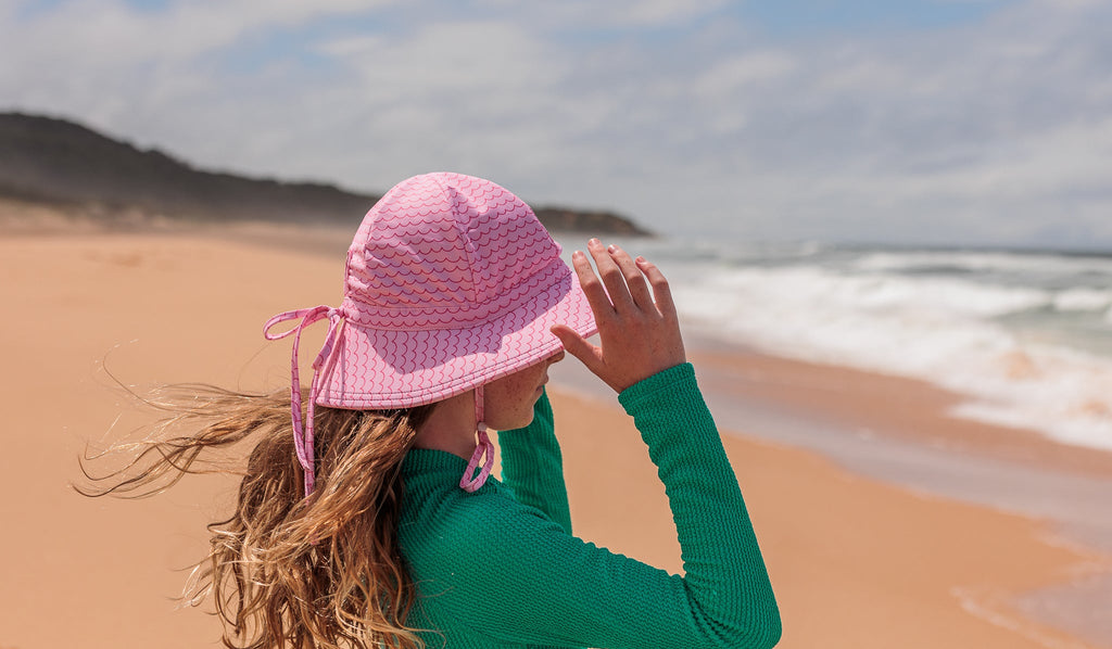 Pink Waves Wide Brim Swim Hat - Acorn Kids Accessories