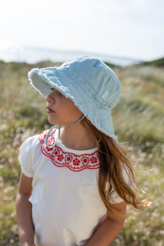 Seafoam Frayed Bucket Hat - Acorn Kids Accessories