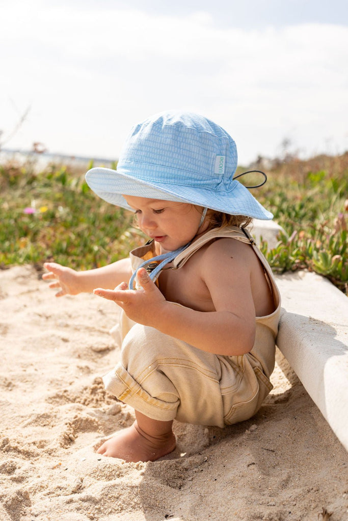 Teal Dashes Stretch Cotton Bucket Hat - Acorn Kids Accessories