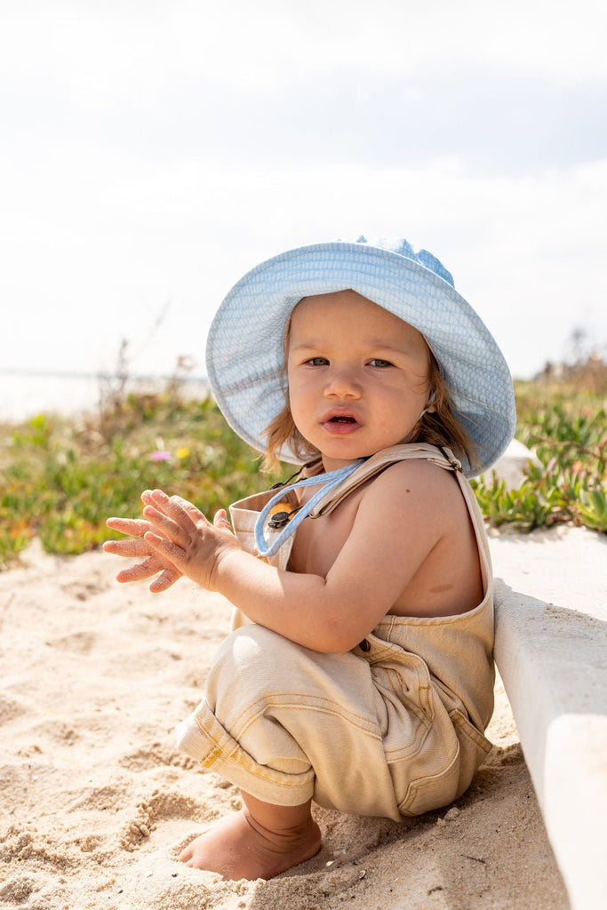 Teal Dashes Stretch Cotton Bucket Hat - Acorn Kids Accessories